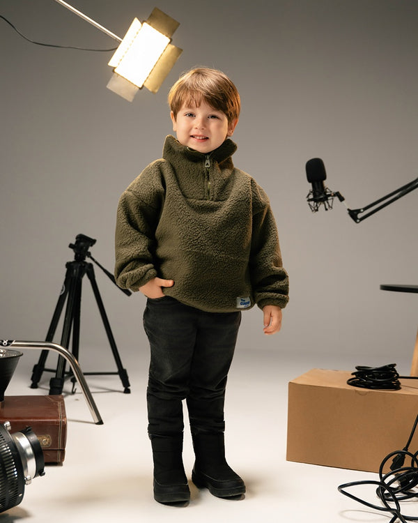 Olive Quarter-Zip